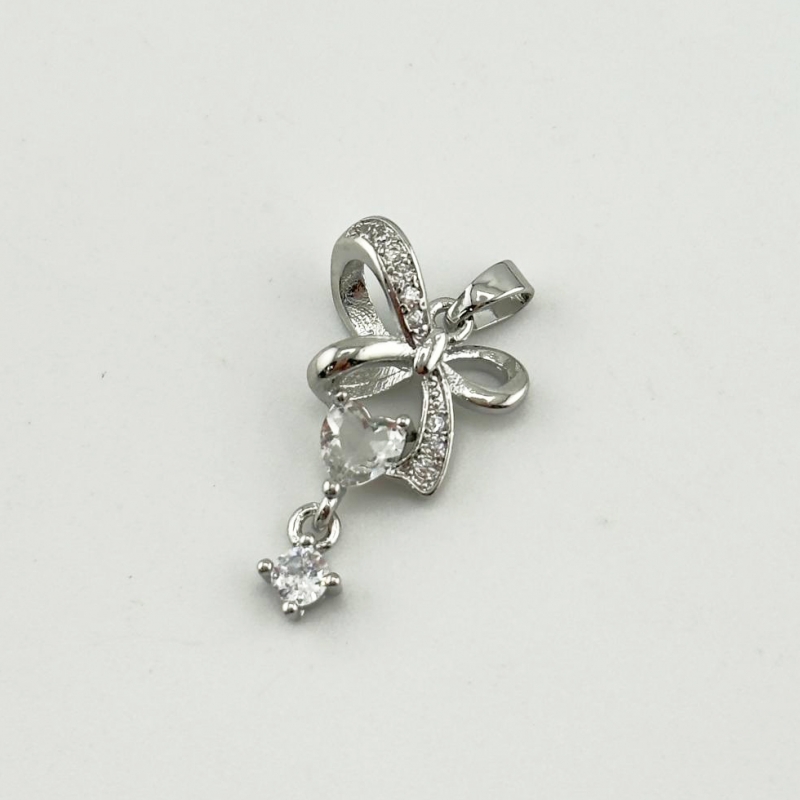 Подвеска Бантик размер 14*23мм цвет серебро