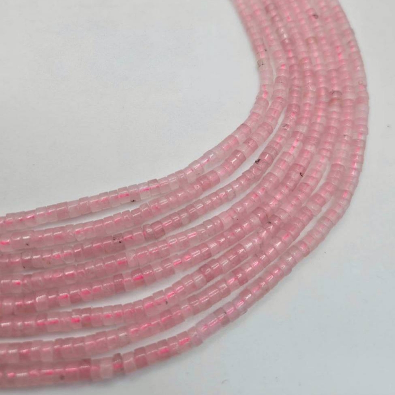 Бусины Кварц розовый размер 4*2мм натуральный камень