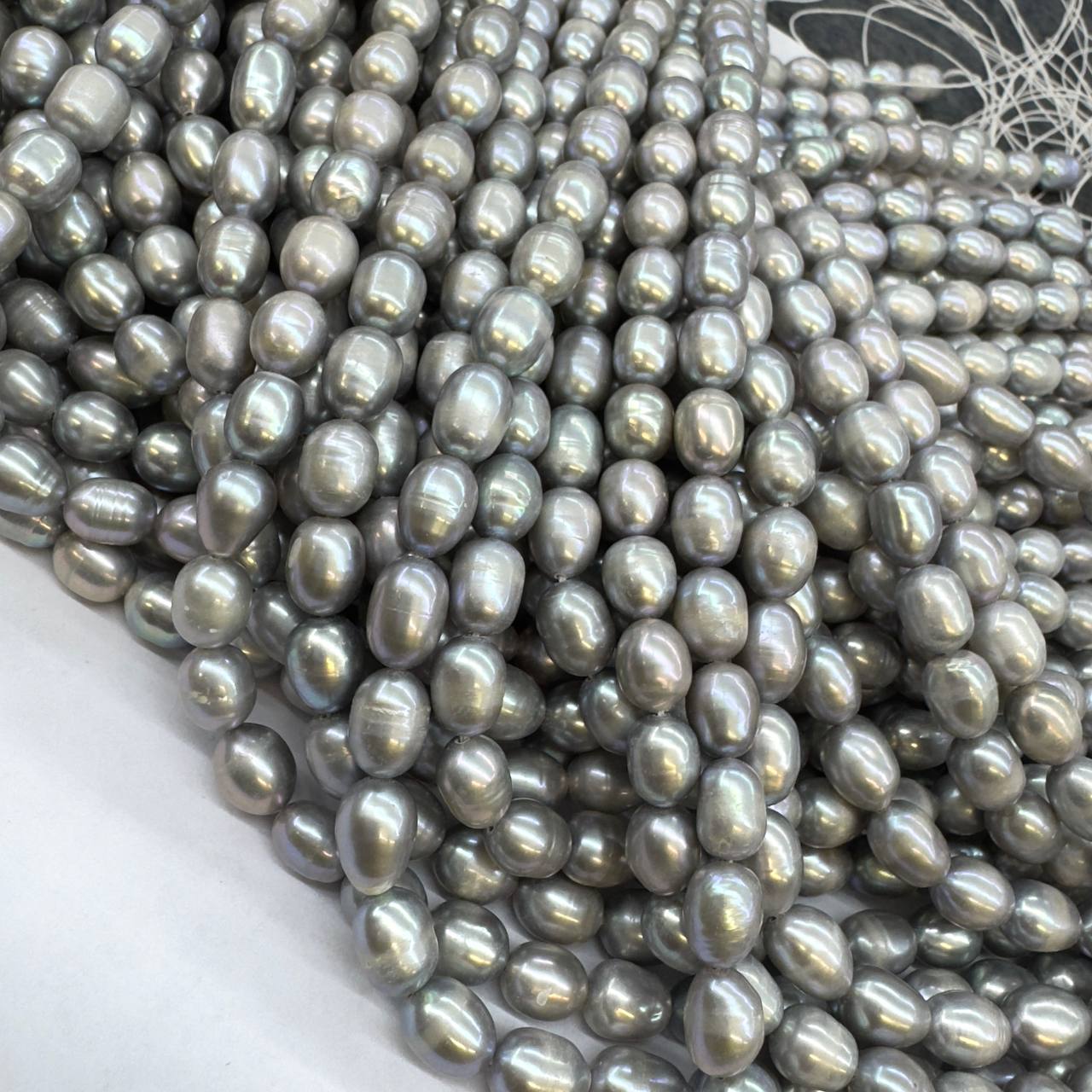 Жемчуг А культивированный размер 7-8мм цвет серый